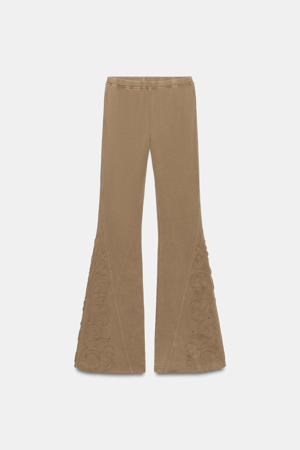 PANTAL?N FLARE EFECTO LAVADO TACHAS / Tostado - Zara фото 5