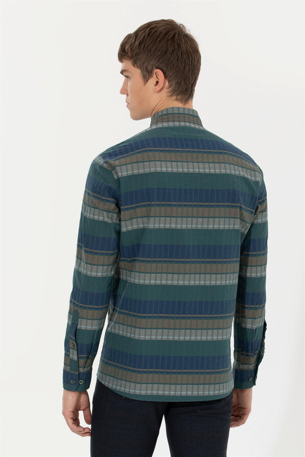 U. S. Polo Assn / Мужская зеленая рубашка с длинным рукавом - U.s. polo assn фото 11