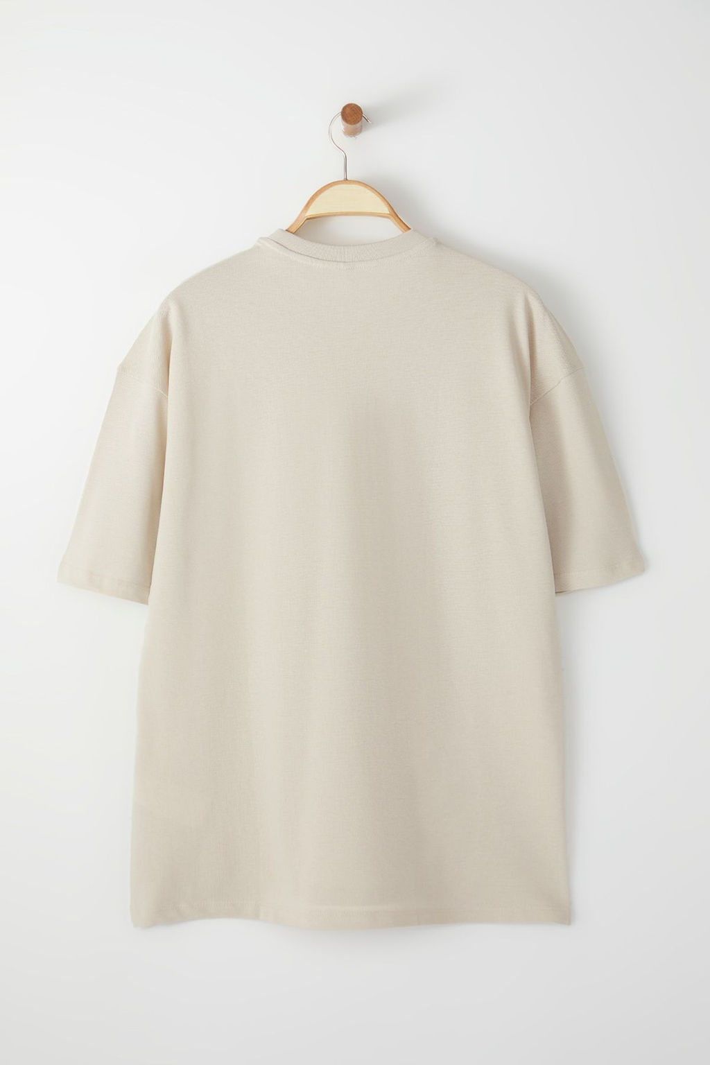 TRENDYOL MAN Kahverengi Oversize/Genis Kesim Dokulu Basic %100 Pamuklu Tok Kumas T-shirt TMNSS25TS00058 - Trendyolmilla фото 9