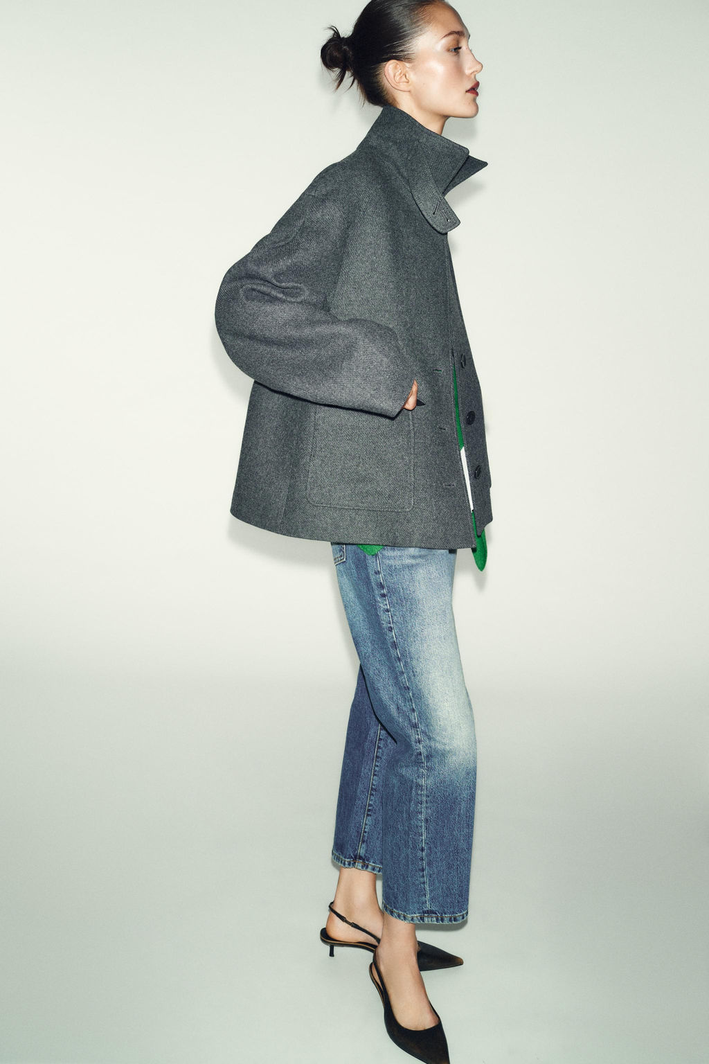 CROPPED WOOL COAT WITH HIGH NECK - Zara фото 3