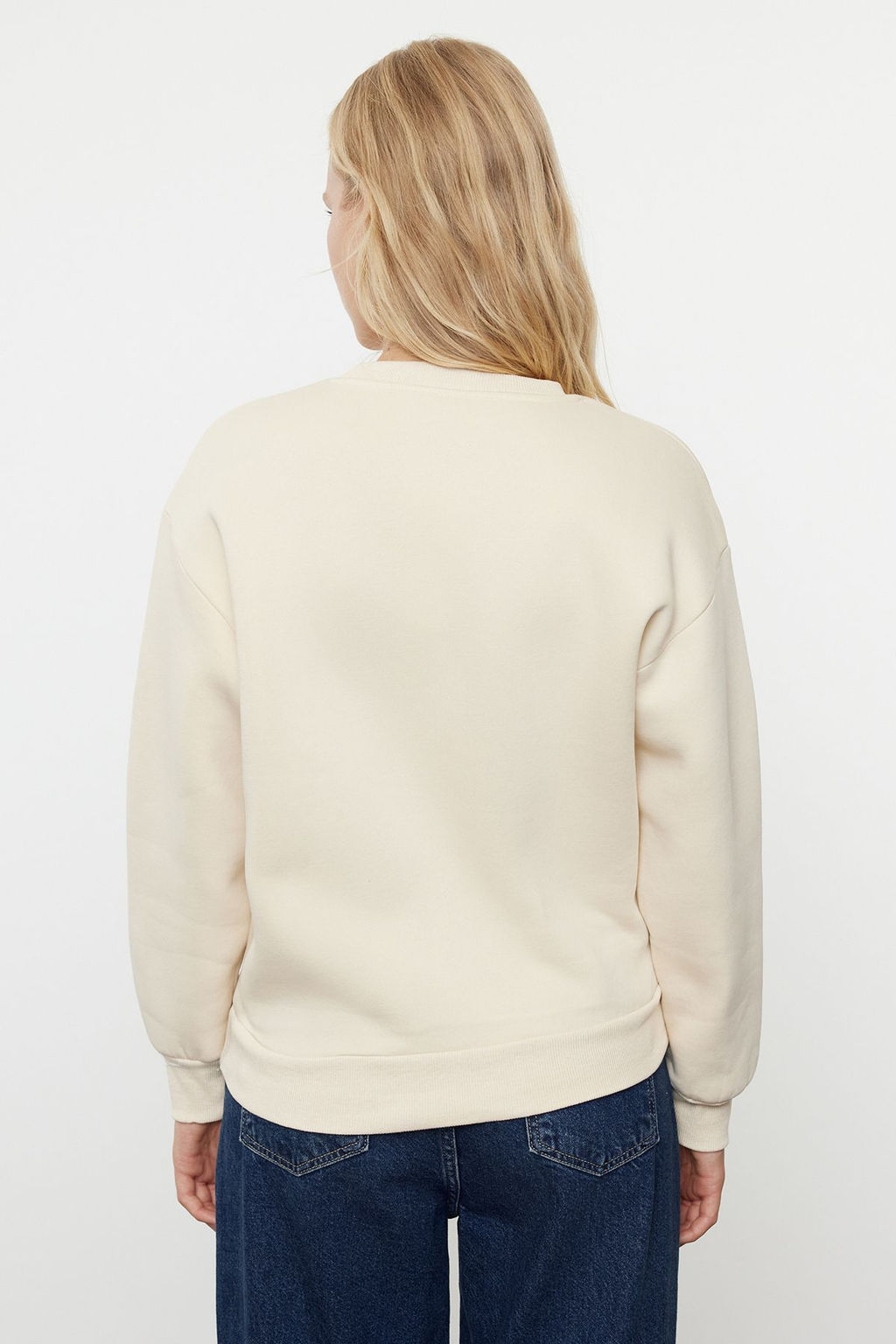 Tas Kal?n Ici Polarl? Regular/Normal Kal?p Bisiklet Yaka Basic Orme Sweatshirt TWOAW24SW00101