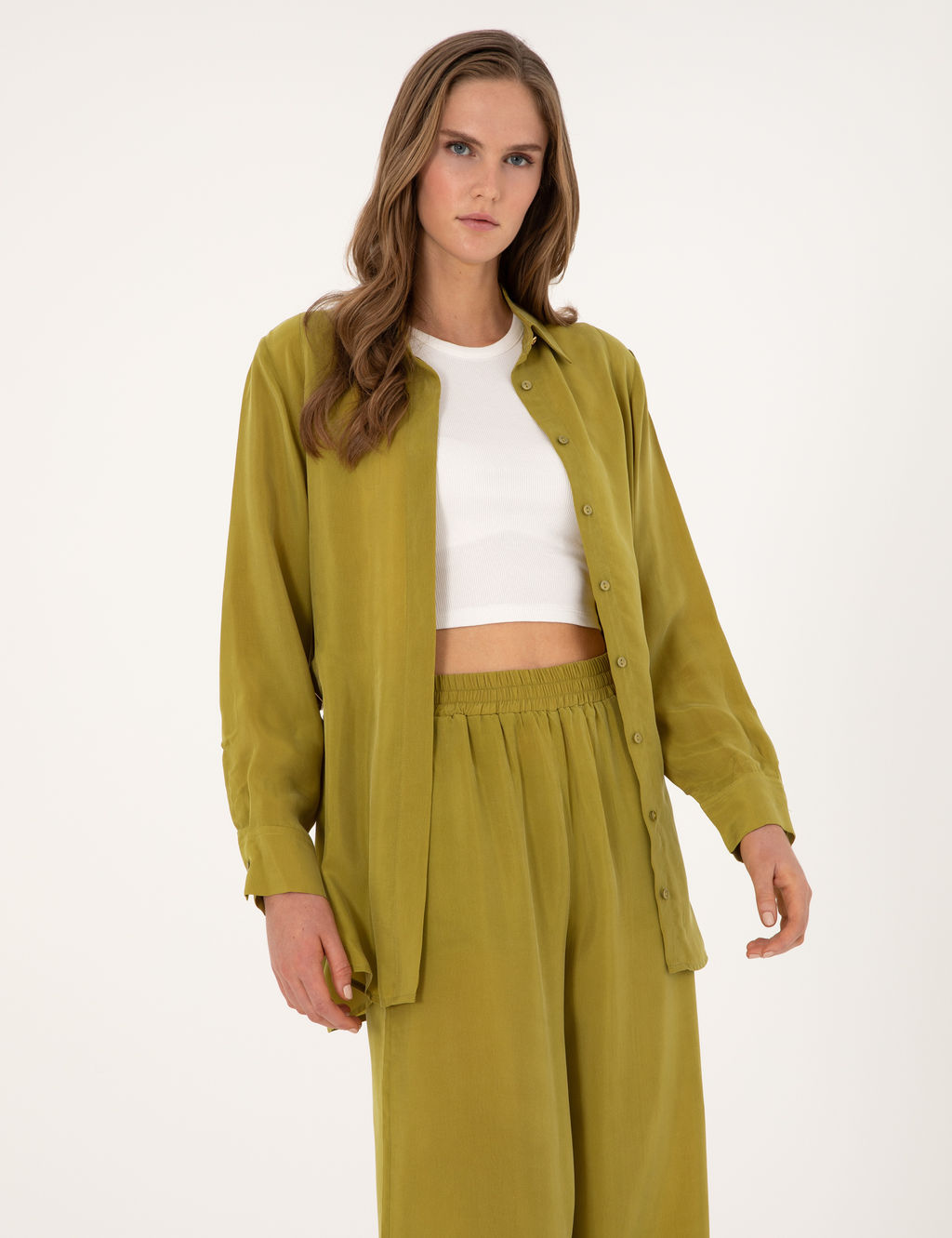 Ye_il Comfort Fit Kupro Uzun Kollu G_mlek