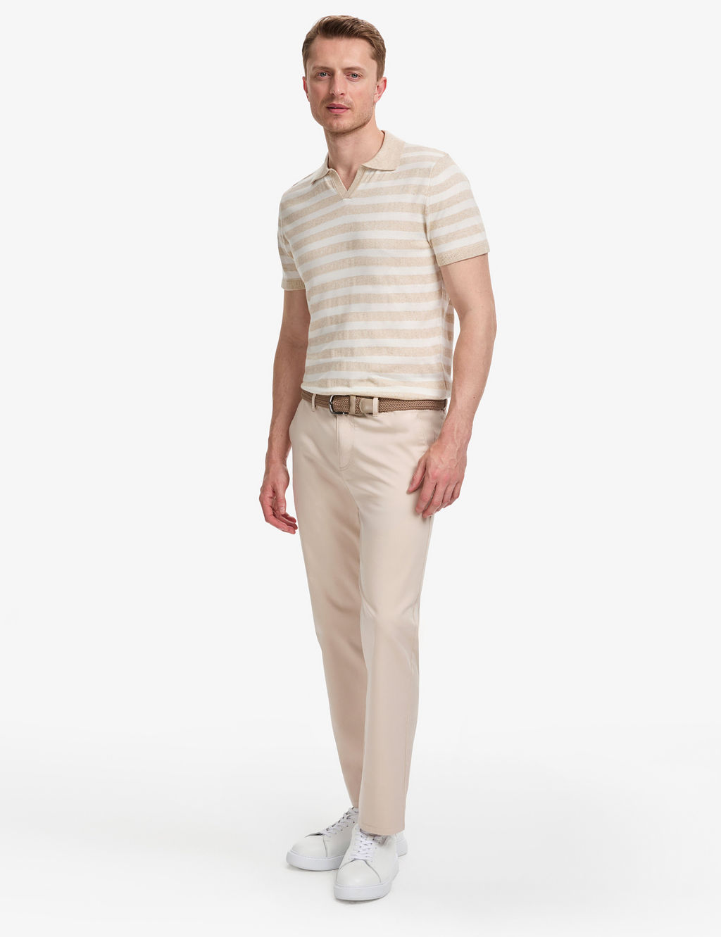Bej Regular Fit Basic Kanvas Pantolon