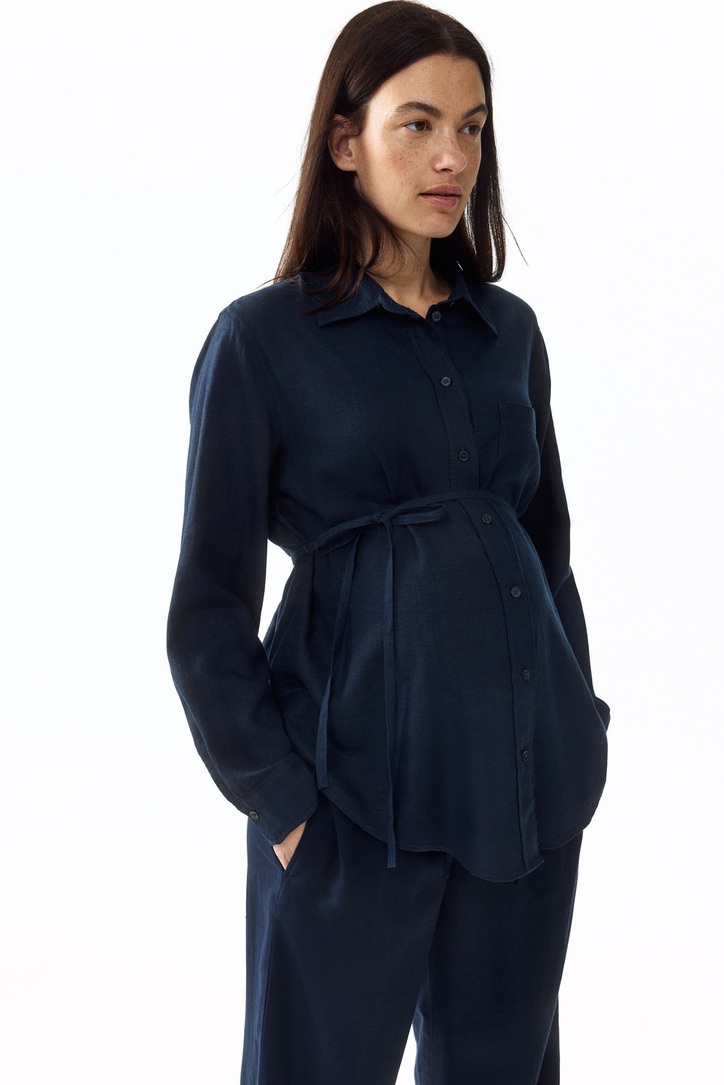 MAMA Camisa en mezcla de lino - H&m фото 3