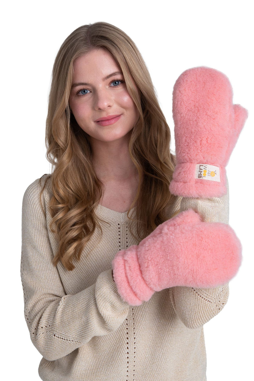 Варежки меховые на резинке ВАНИЛЬ - Woollamb фото 23