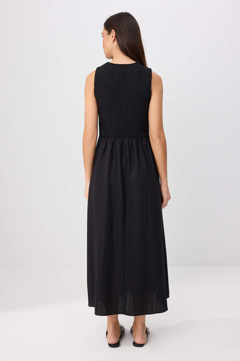 Siyah Gipe Detayl_ Kare Yaka A Kesim Maxi Dokuma Elbise TWOSS26EL00775 - Trendyolmilla фото 4