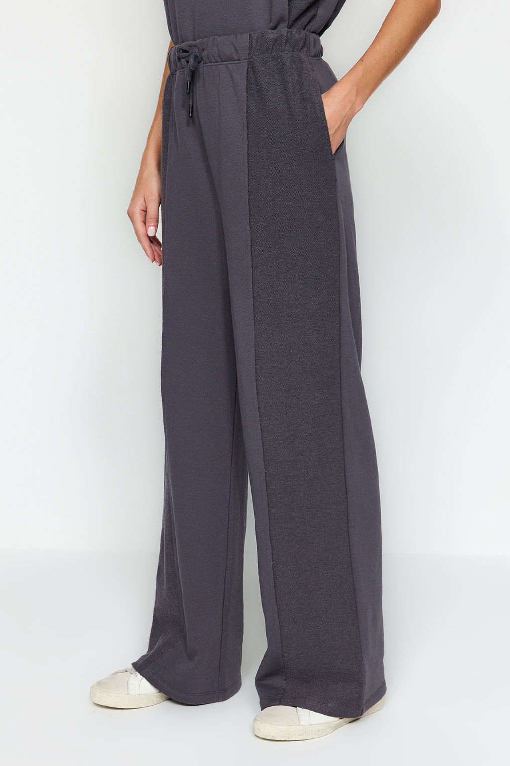 Antrasit Yuksek Bel Kal?n Orme Esofman Alt? Pantolon TWOAW24EA00015 - Trendyolmilla фото 5