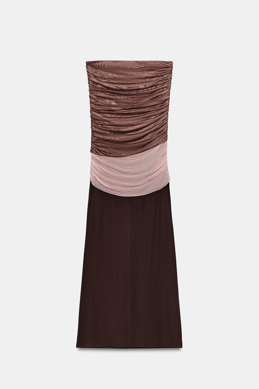 VESTIDO MIDI BANDEAU / Marr?n claro - Zara фото 6