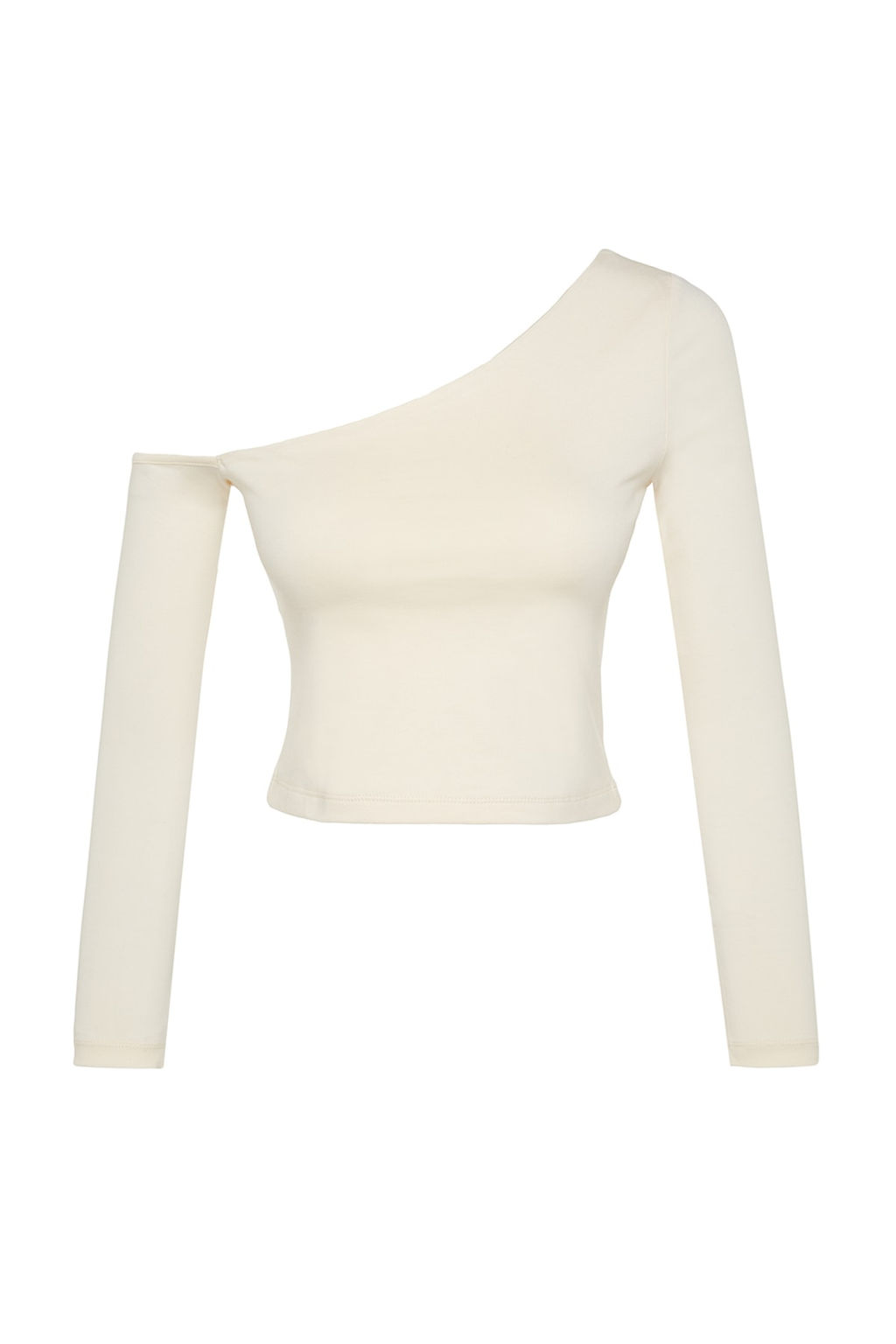 Tas Tek Omuz Pamuklu Esnek Fitted/Vucuda Oturan Crop Orme Bluz TWOAW24BZ00099
