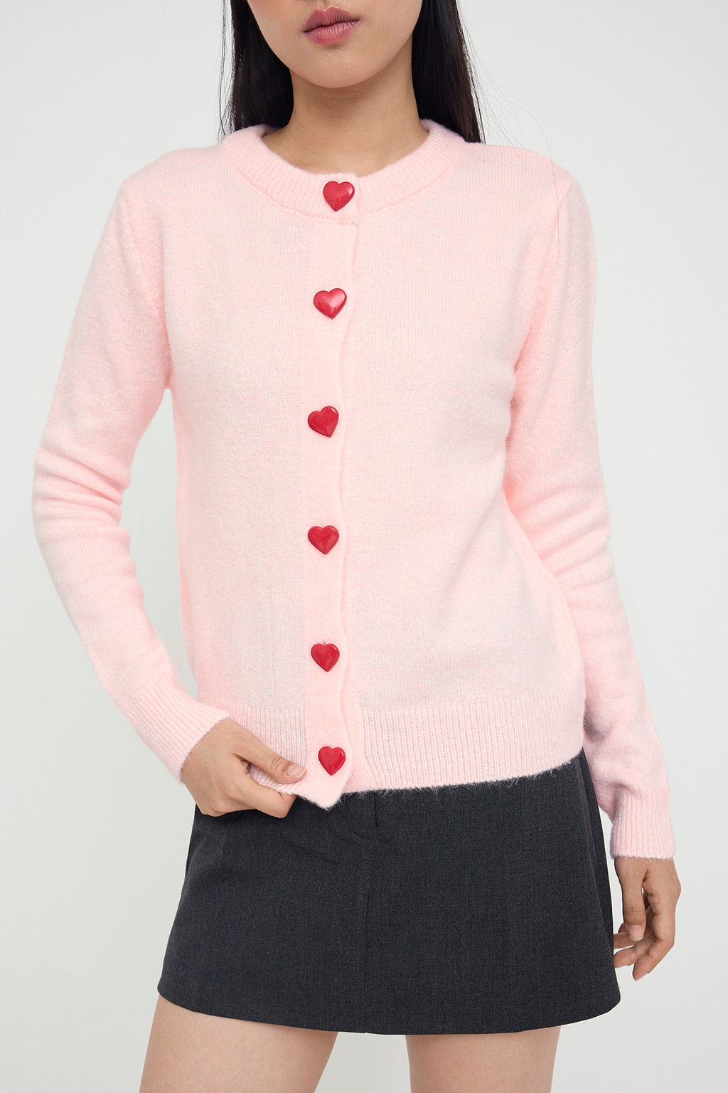 Teen Pembe Yumusak Dokulu Kalp Dugmeli Triko H?rka TWOAW26HI00174 - Trendyolmilla фото 3