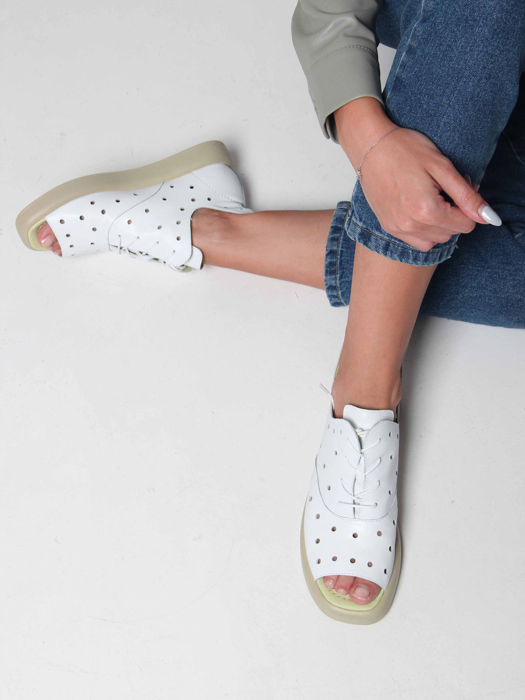 Босоножки 1059.0132gr. Белый зеленый