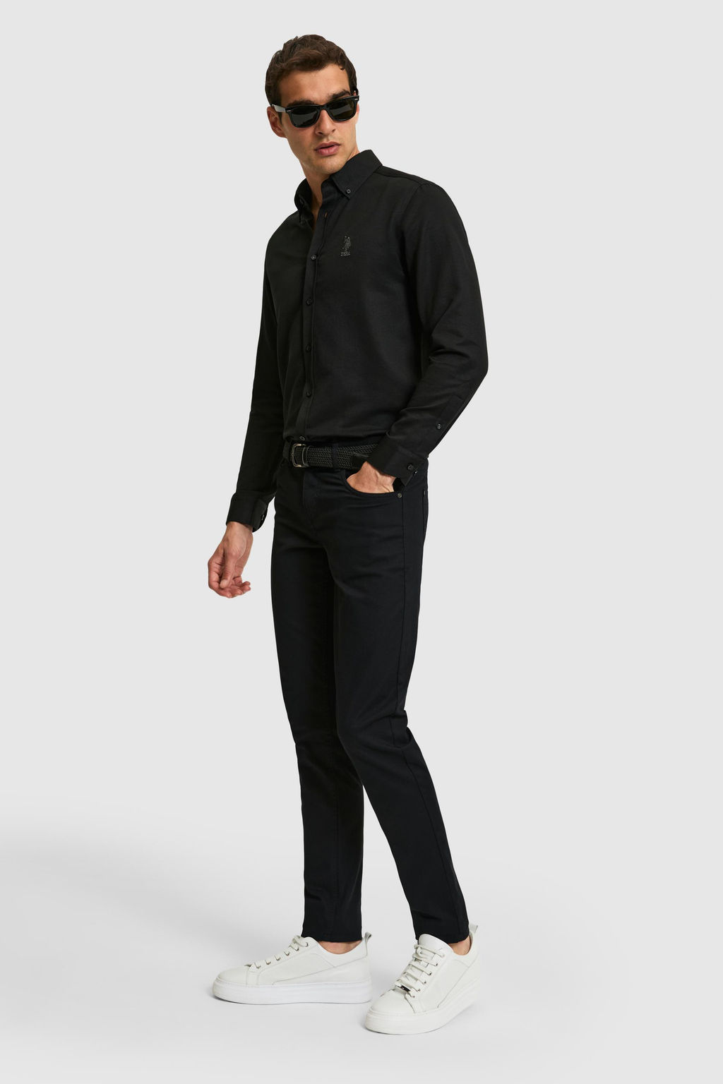 Erkek Slim Fit Siyah Kanvas / Chino Pantolon