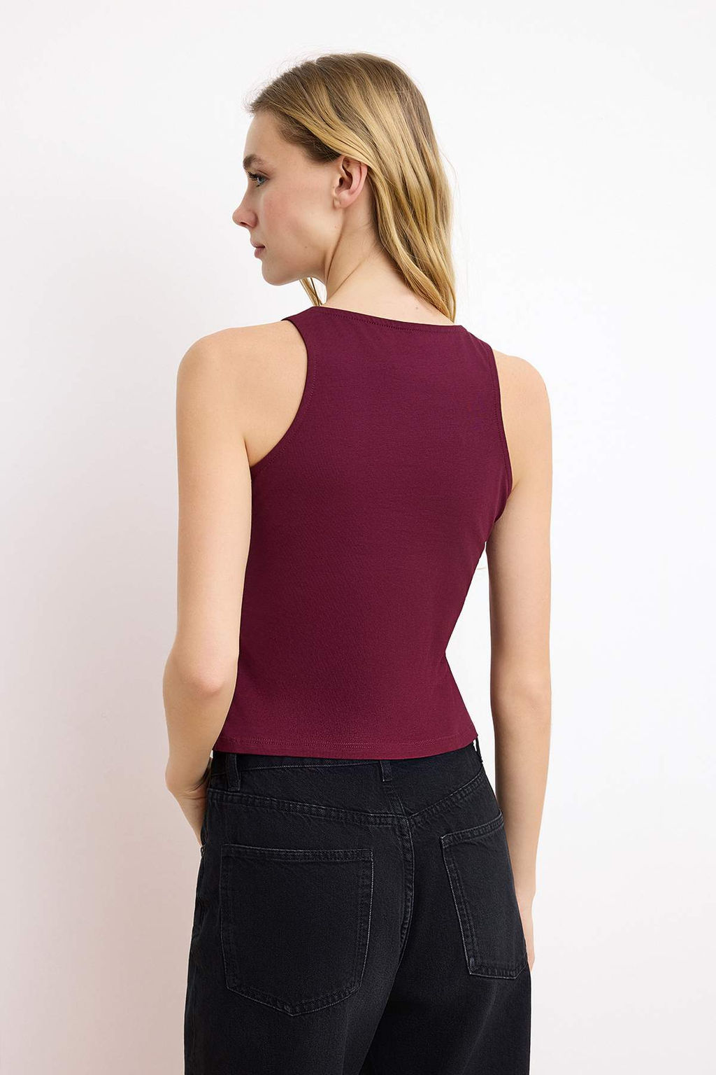 Murdum Pamuklu Halter Yaka Fitted/Vucuda Oturan Esnek Orme Atlet TWOSS23AL00069