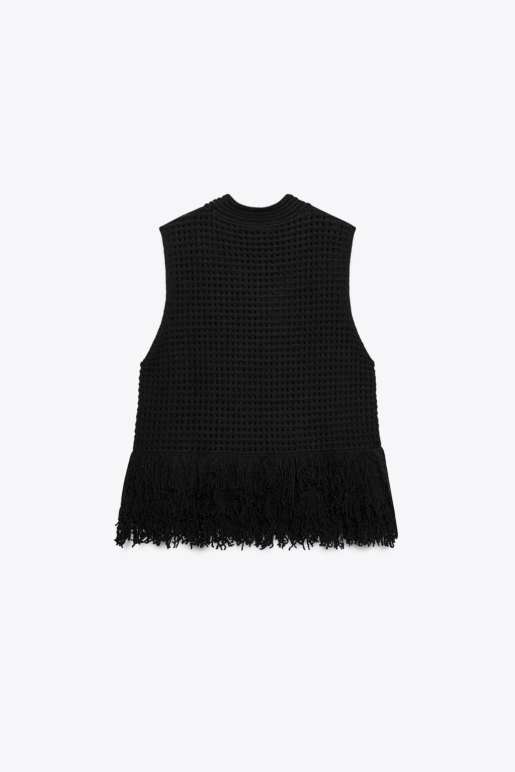 CHECK KNIT TOP WITH FRINGING - Zara фото 4