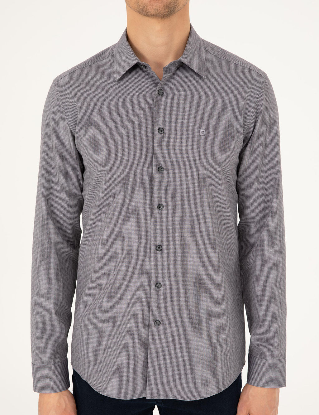 Antrasit Slim Fit Uzun Kollu G_mlek