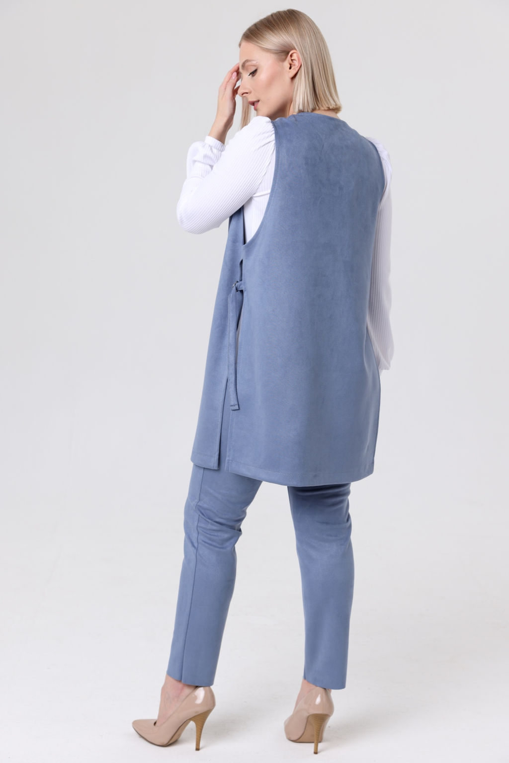 Жилет эко-замша 4241/02/Пыльно-голубой - Rise фото 2