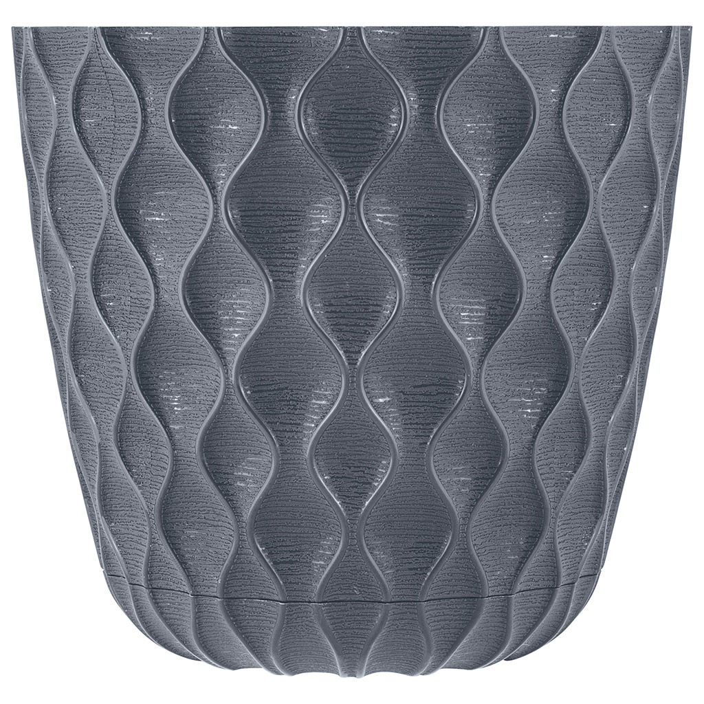 Ingreen Горшок для цветов пластмассовый Wave 2,5л, д17,5см, h16см, с дренажной сеткой и съемным поддоном, вулканический серый (Россия) - Домашняя Мода фото 2