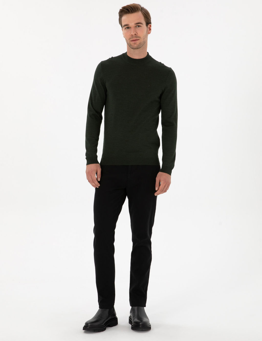 Siyah Slim Fit Pamuk Kar___ml_ Kanvas Pantolon