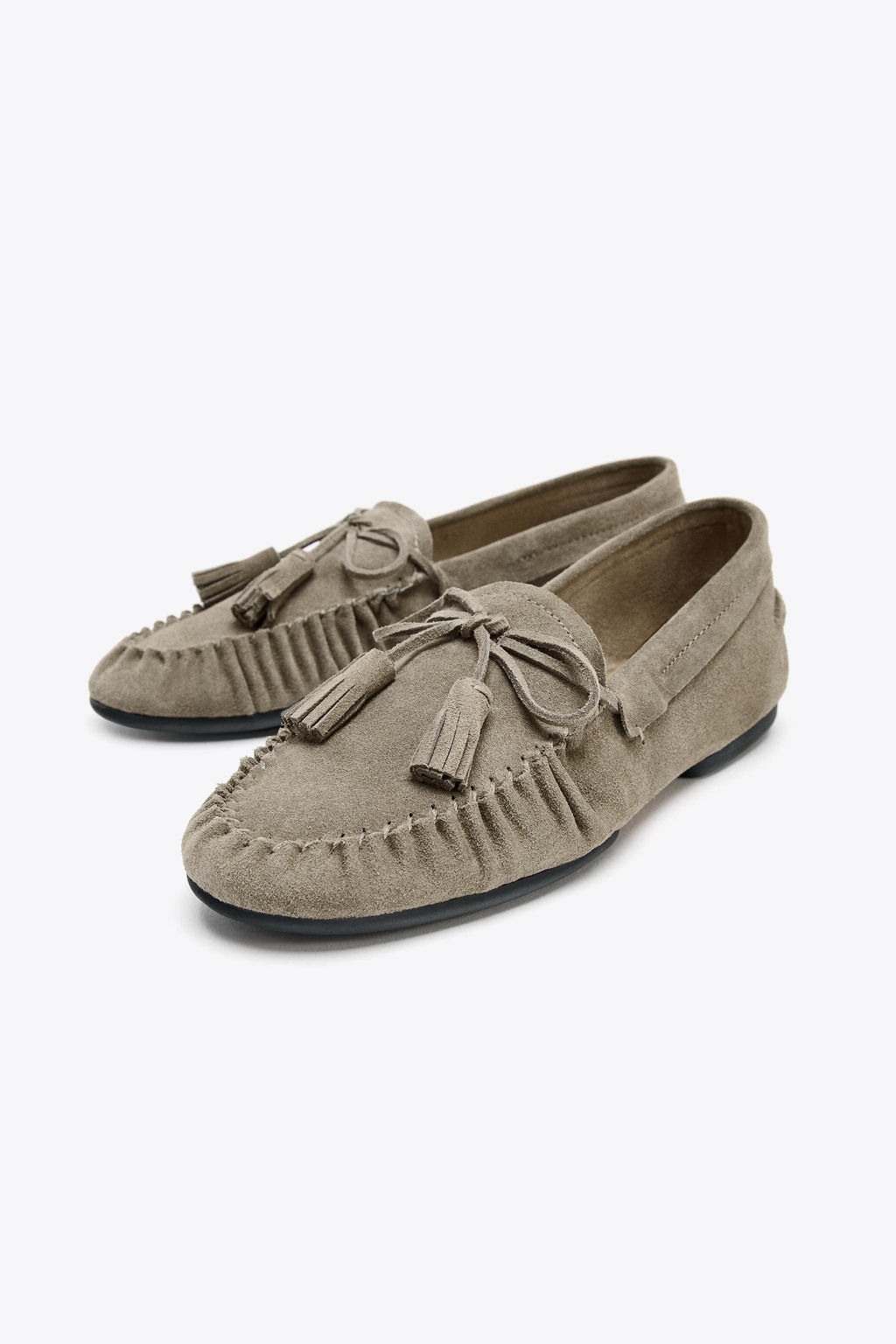 SPLIT SUEDE LOAFERS WITH TASSELS - Zara фото 3
