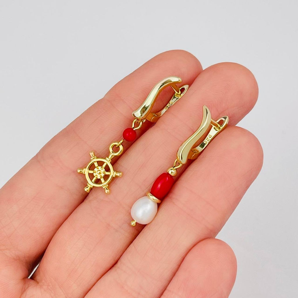 Серьги из Коралла и Жемчуга