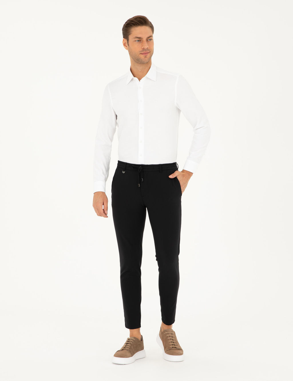 Beyaz Arm_rl_ Slim Fit Uzun Kollu G_mlek