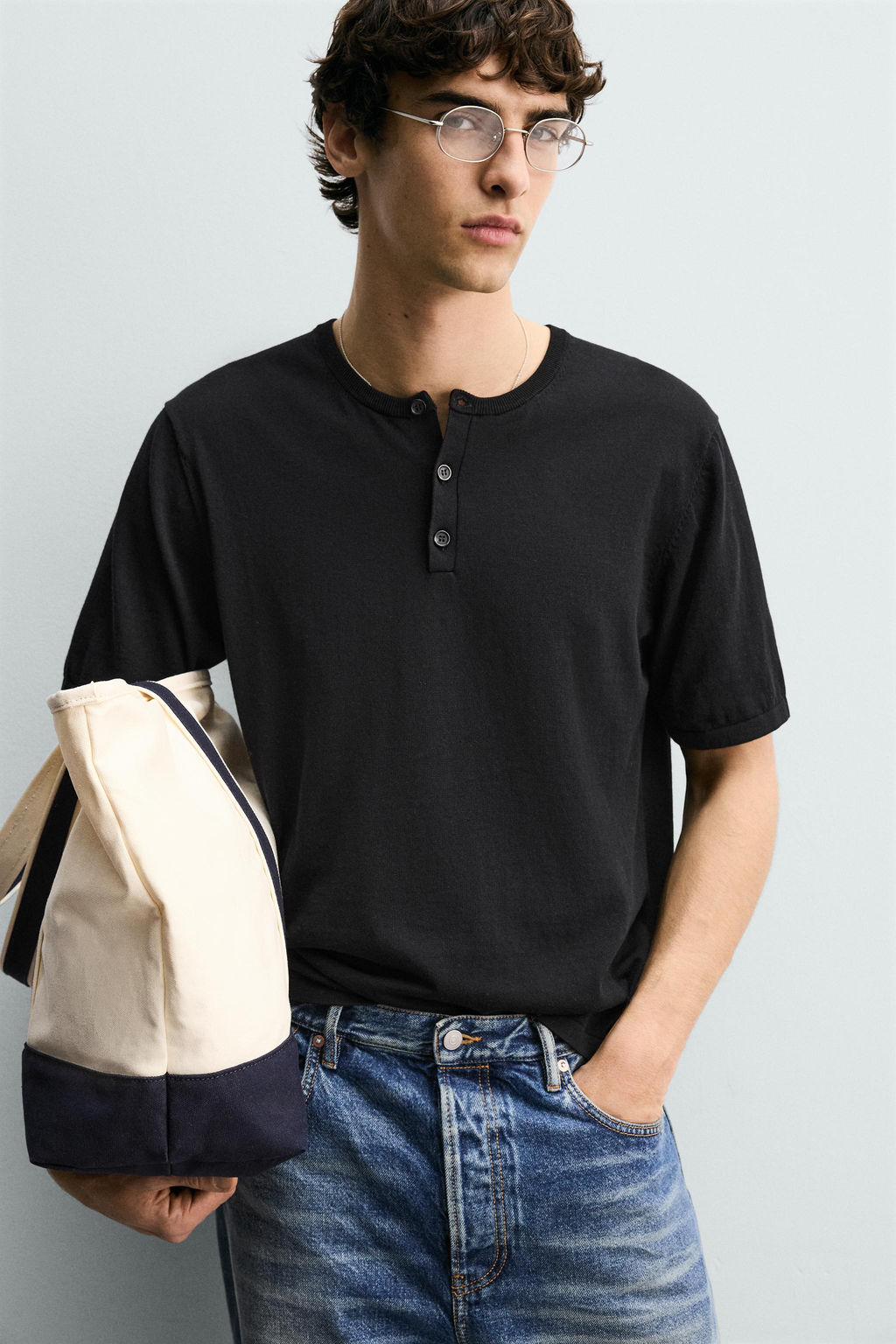 CAMISETA PUNTO CUELLO PANADERO / Negro - Zara фото 6