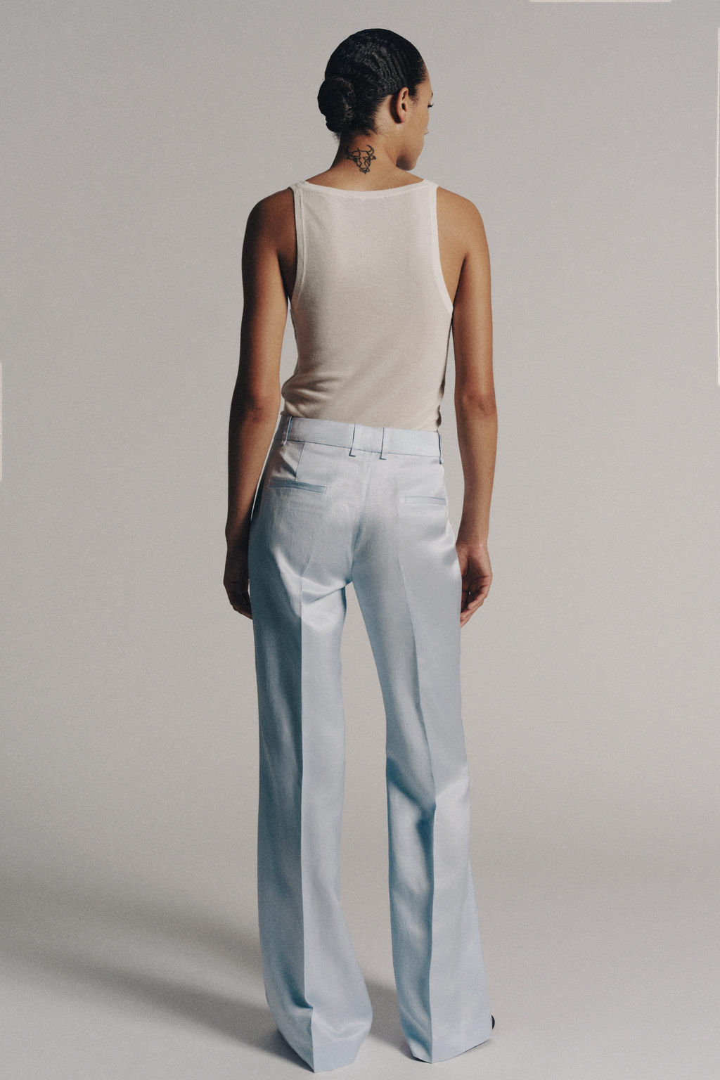 PANTAL?N FLARE CON LINO ZW COLLECTION / Azul claro - Zara фото 3