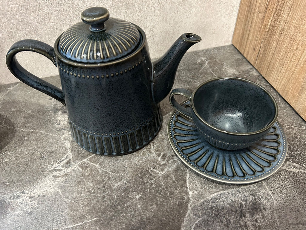 Пара чайная, 1 перс, 2 пр, 250 мл, фарфор P, черно-синяя, в крапинку, Black Kitchen