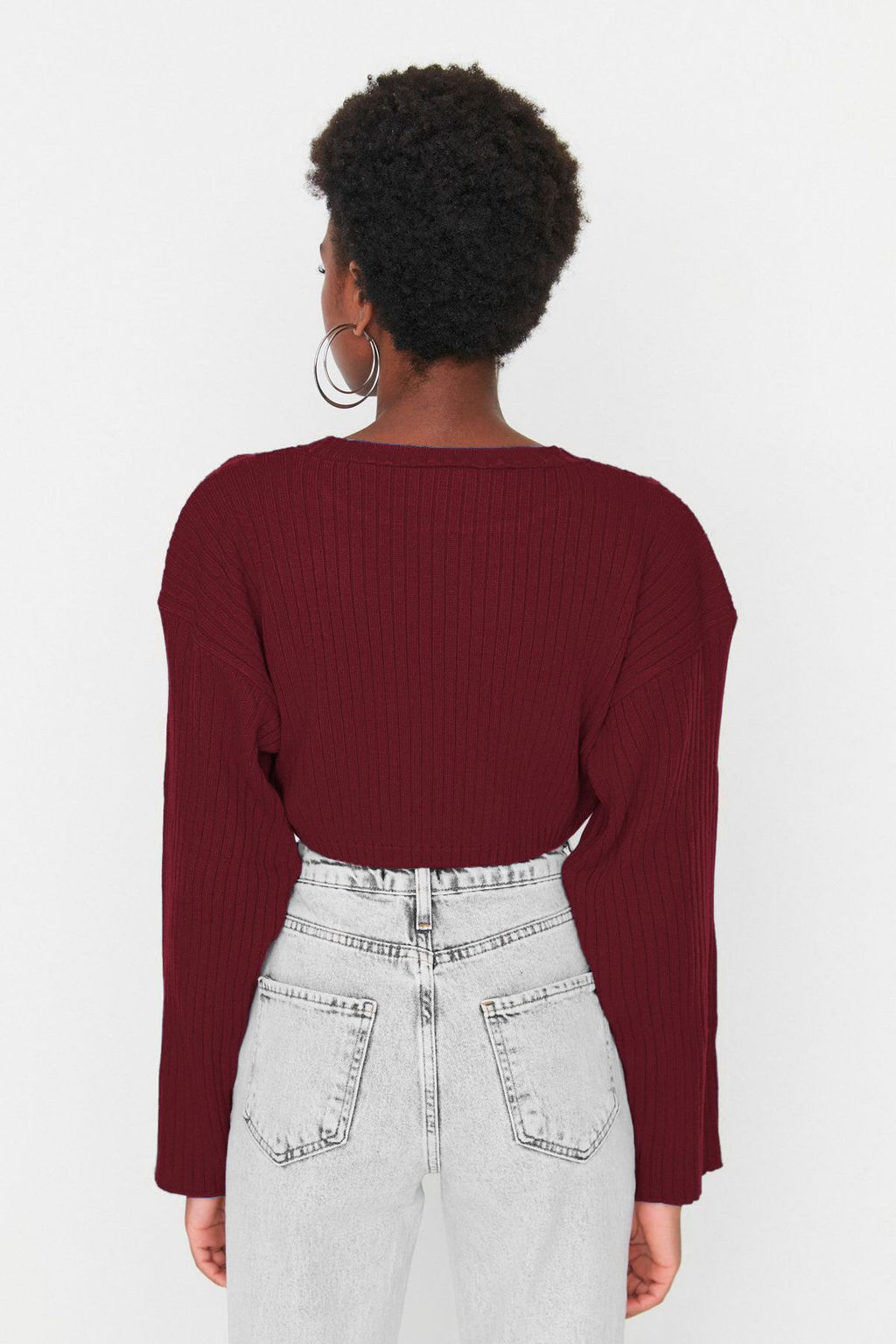TRENDYOLMILLA Tas Super Crop Basic Triko Kazak TWOAW23KZ01068