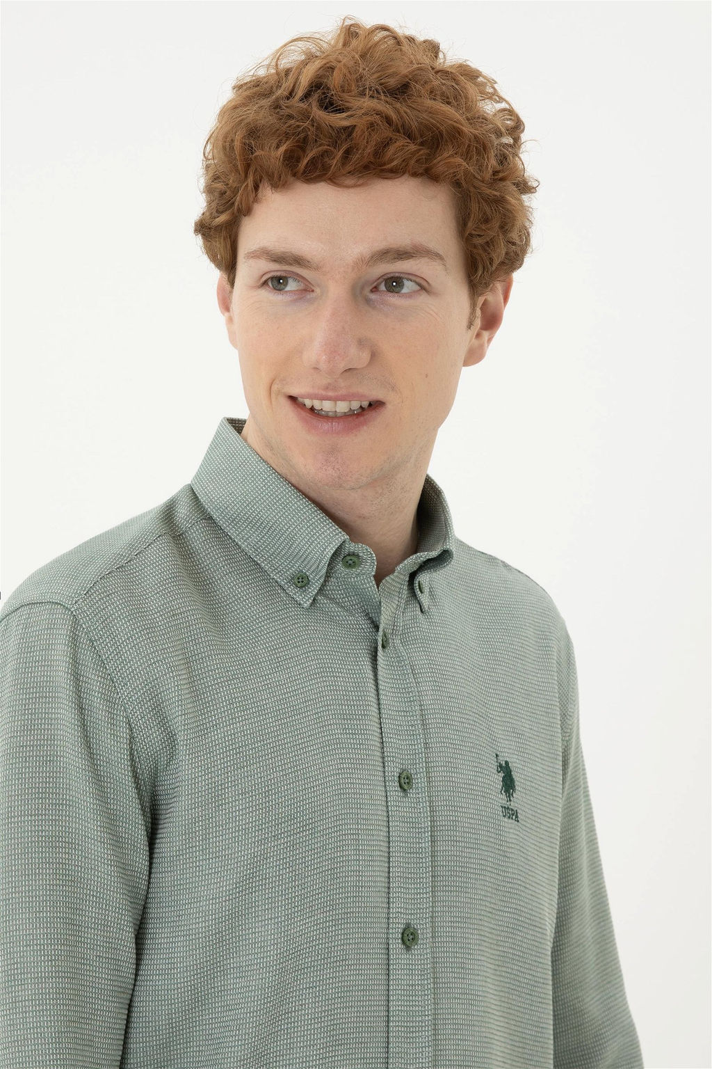 Мужская зеленая рубашка с длинным рукавом - U.s. polo assn фото 2