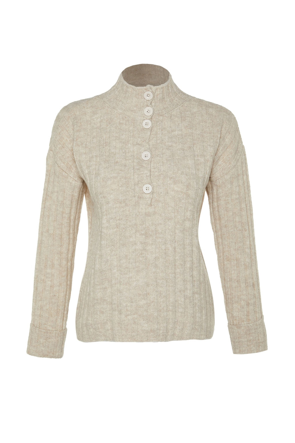 Sar? Genis Kal?p Yumusak Dokulu Dik Yaka Triko Kazak TWOAW21KZ0783 - Trendyolmilla фото 11