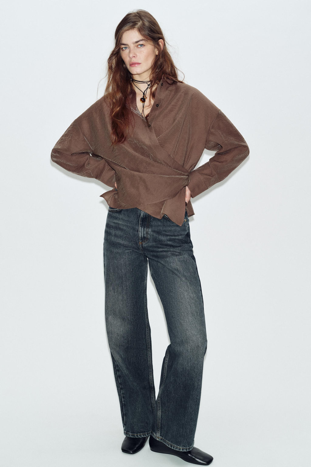 STRIPED SURPLICE SHIRT - Zara фото 6