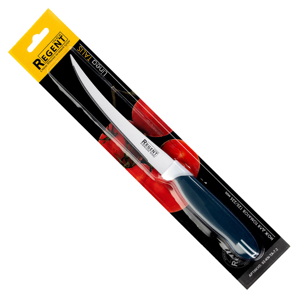 Нож кухонный для томатов Talis 12,5см из нержавеющей стали, ширина 2см, длина 23,5cм, пластмассовая ручка, в блистере, Regent (Китай) - Домашняя мода фото 2