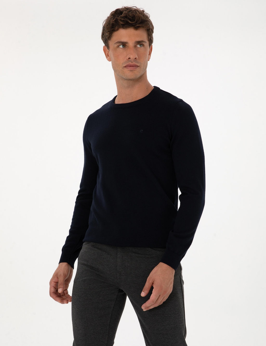Lacivert Slim Fit Bisiklet Yaka Basic Triko Kazak - Pierre cardin фото 3