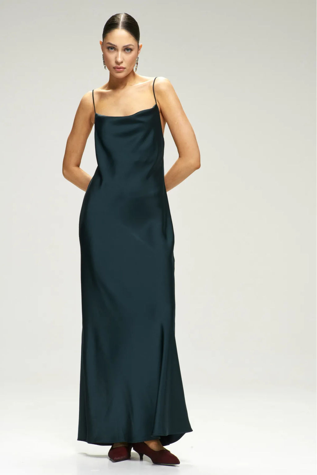 Платье-комбинация на тонких бретелях Pine Green