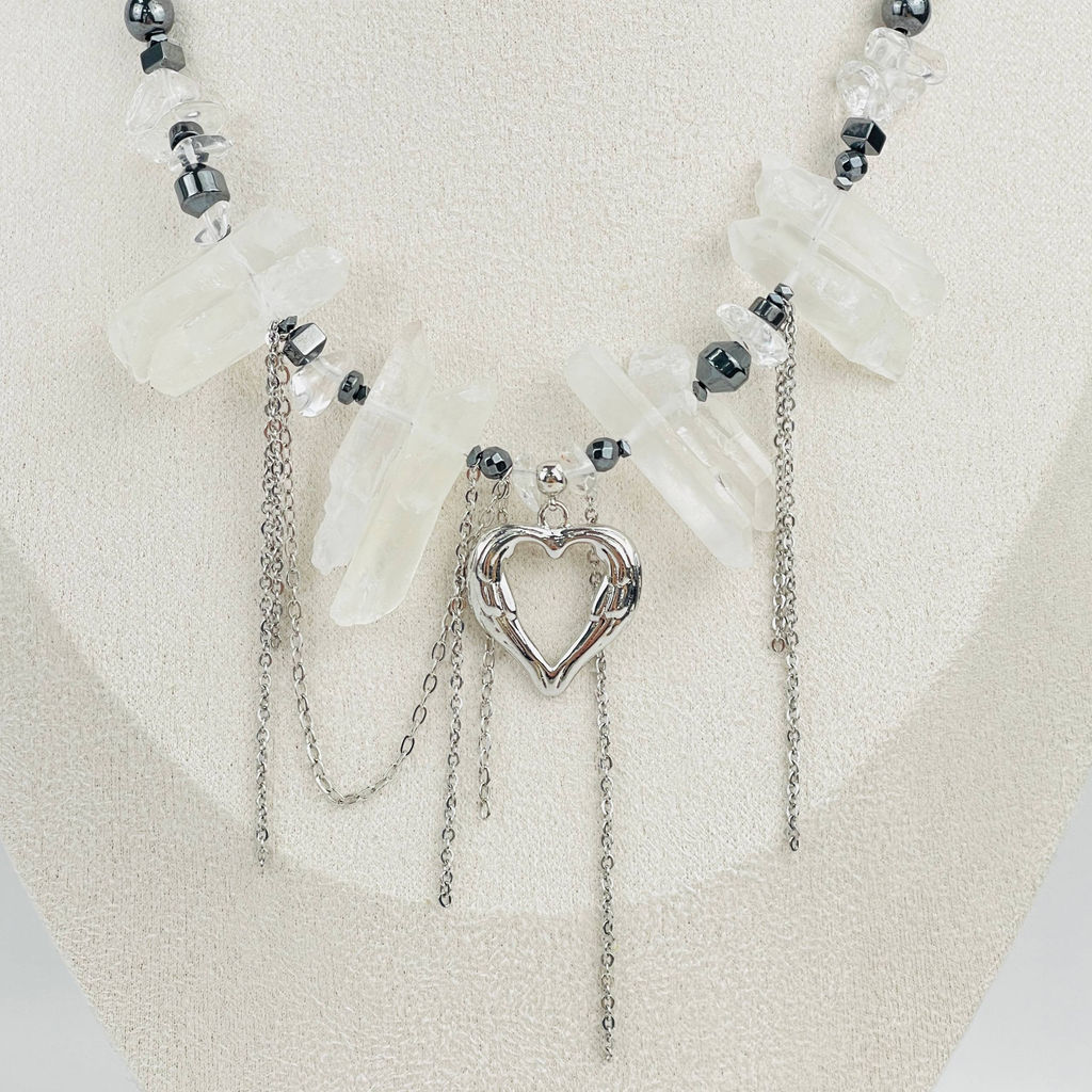 Колье из Горного Хрусталя и Гематита - Радуга самоцветов фото 2