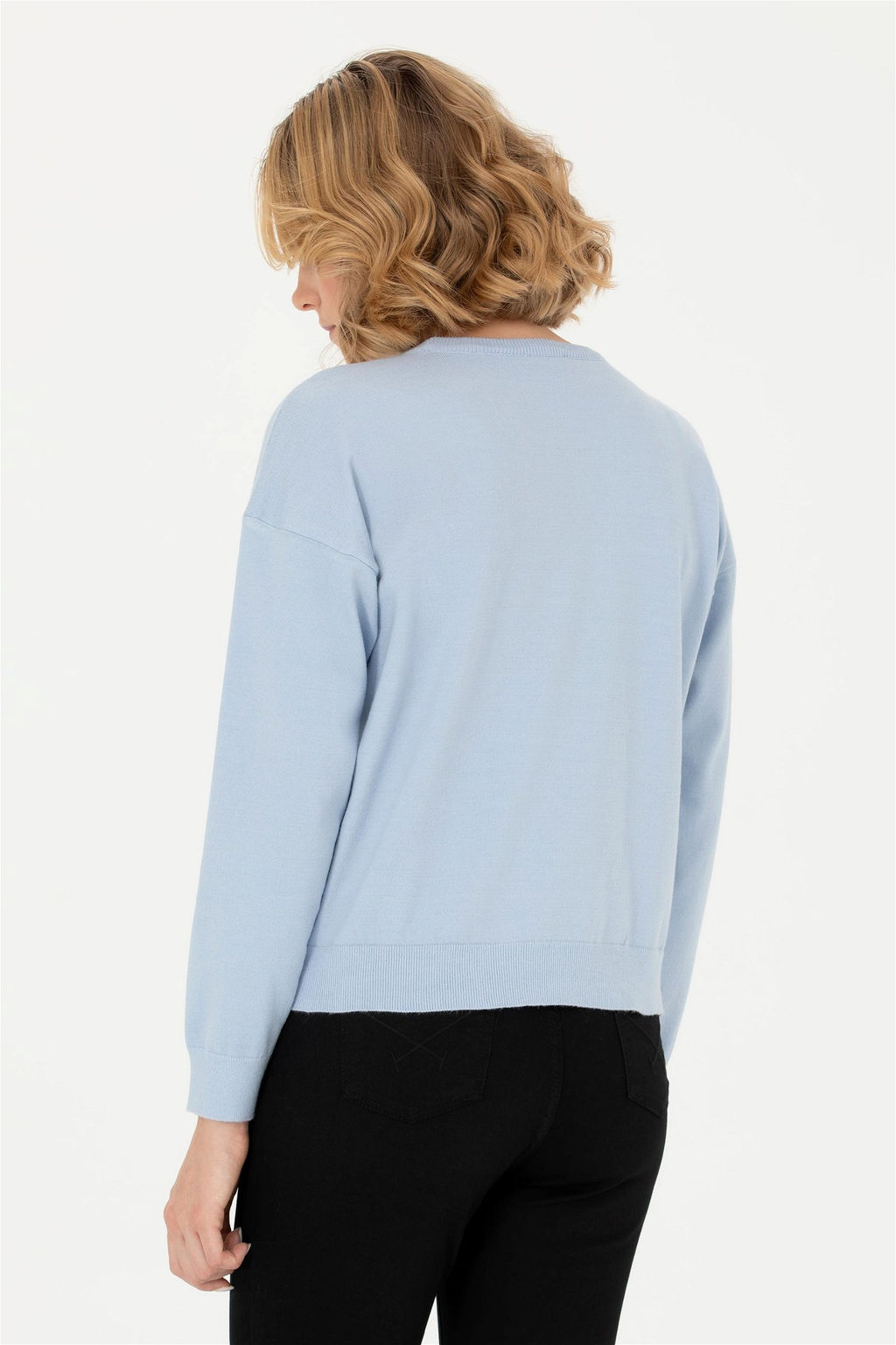 Женский синий меланжевый свитер с круглым вырезом Неожиданная скидка в корзине - U.s. polo assn фото 5