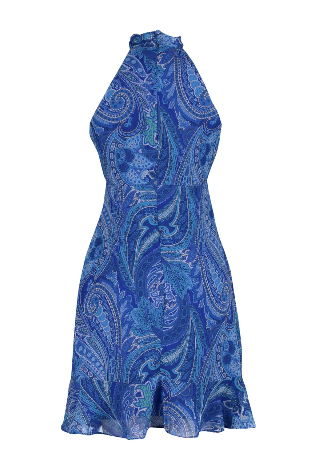 TRENDYOLMILLA Mavi Cicek Desenli Duz Kesim Halter Yaka Mini Astarl? Sifon Dokuma Elbise TWOSS23EL02293  фото 8