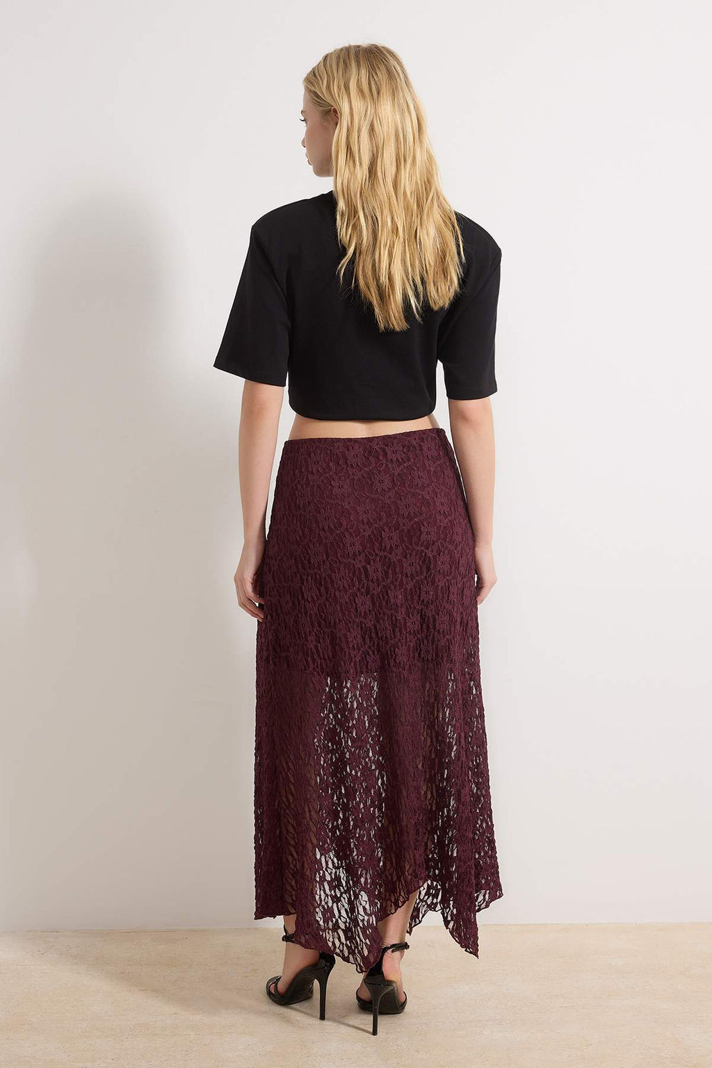 Murdum Cicekli A-Kesim/Can Form Beli Lastikli Normal Bel Maxi Dantel Orme Etek TWOSS26ET00048 - Trendyolmilla фото 4