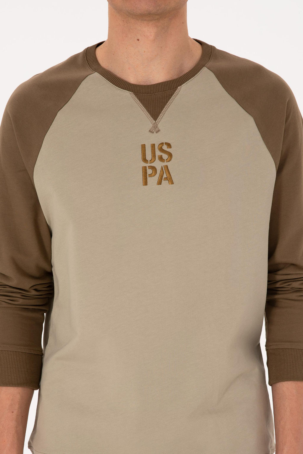 Erkek Bisiklet Yaka Regular Fit Haki Sweatshirt - U.s. polo assn фото 6