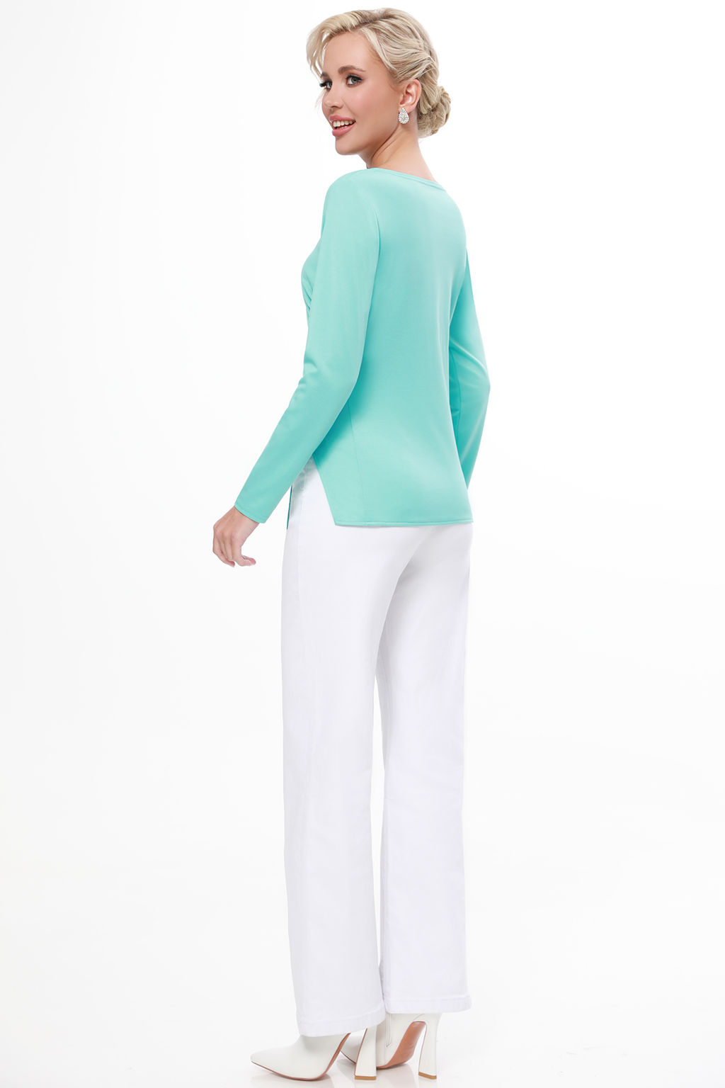 Блузка светло-бирюзовая с асимметричным низом - Dstrend фото 5