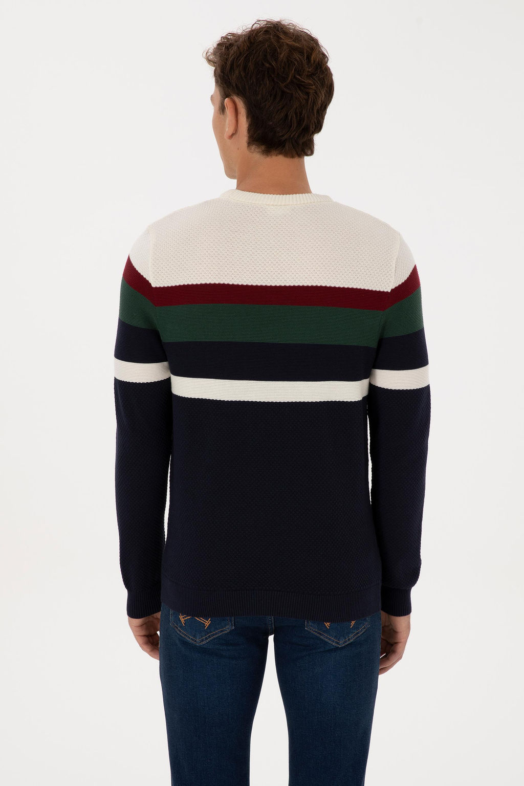 Erkek Slim Fit Bisiklet Yaka Lacivert Kazak