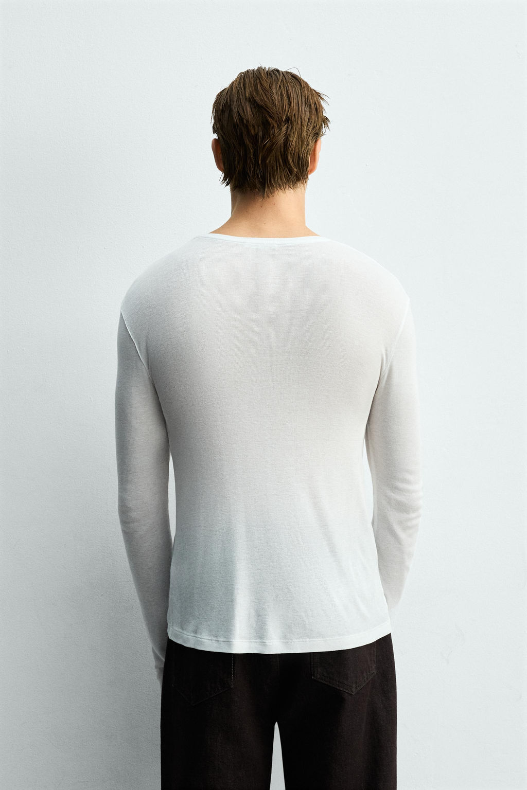 CAMISETA MANGA LARGA ESTRUCTURA VISCOSA / Blanco - Zara фото 3