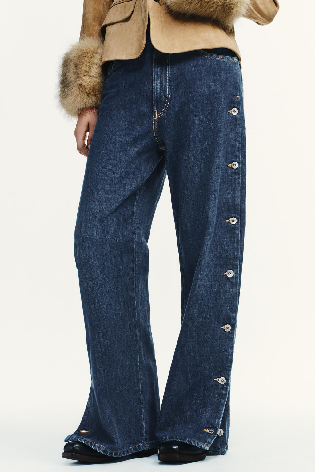 TRF BAGGY MID-WAIST BUTTON JEANS - Zara фото 3