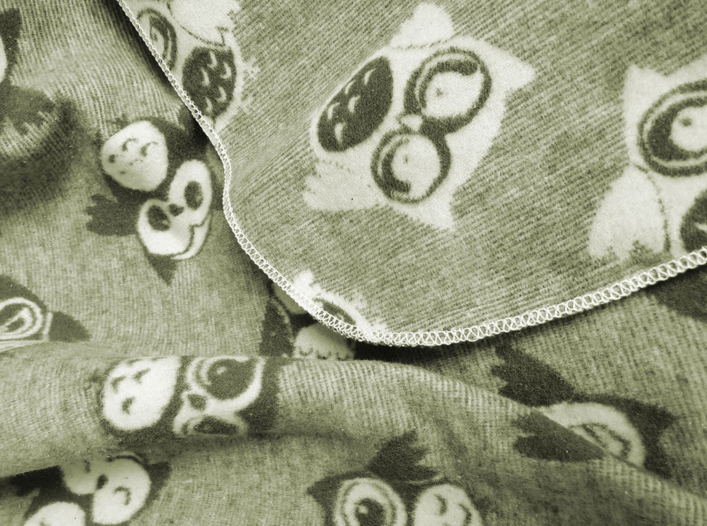 Одеяло байковое жаккардовое в/уп 100*140 "Совы" цв хаки