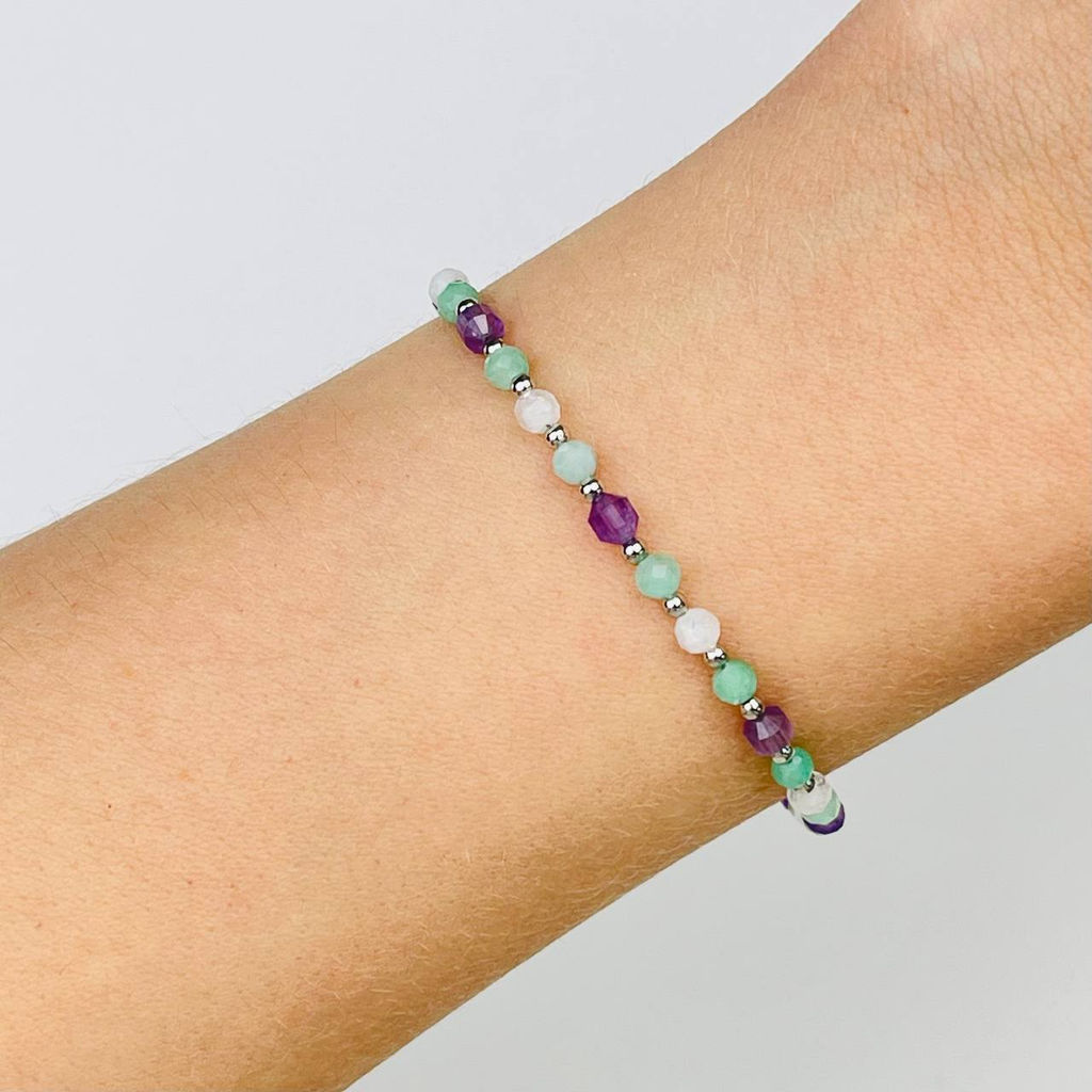 Браслет для Близнеца из Аметиста,Берилла и Лунного камня - Радуга самоцветов фото 2