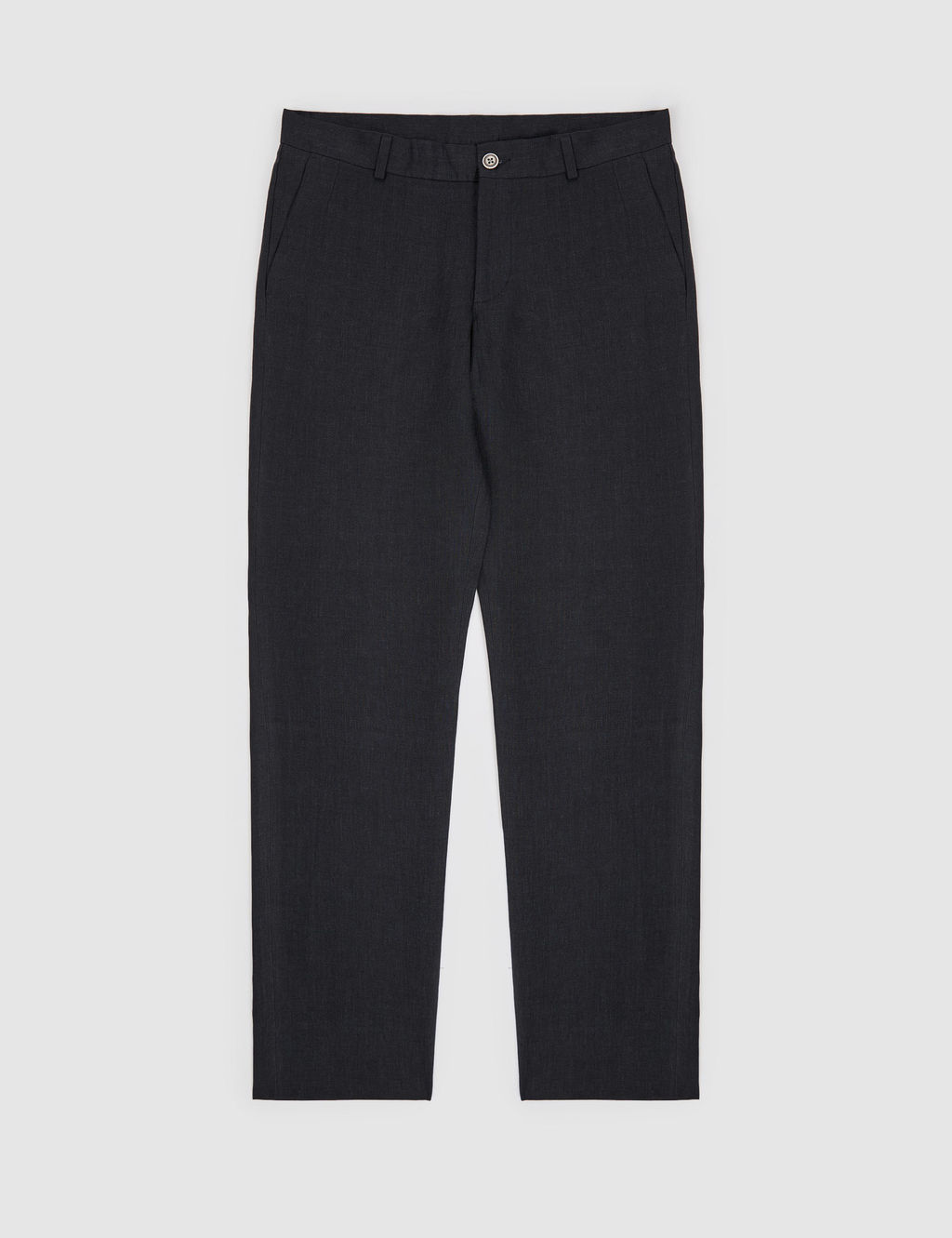 Siyah Slim Fit Beli Lastikli %100 Keten Pantolon