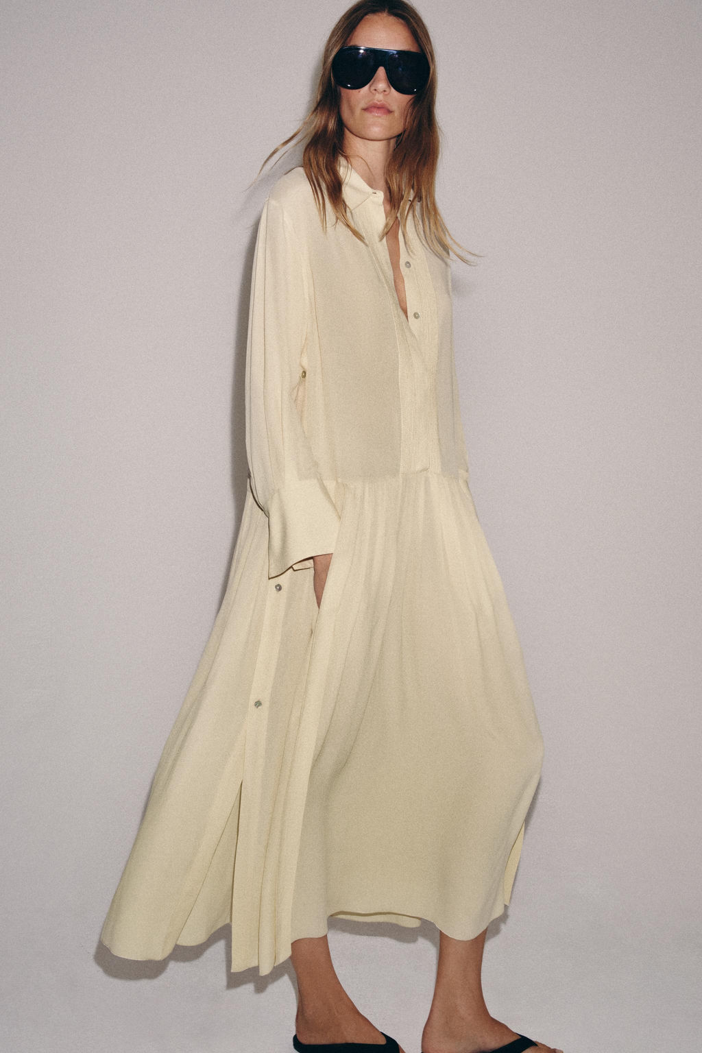 VESTIDO CAMISERO FLUIDO ZW COLLECTION / Beige - Zara фото 2