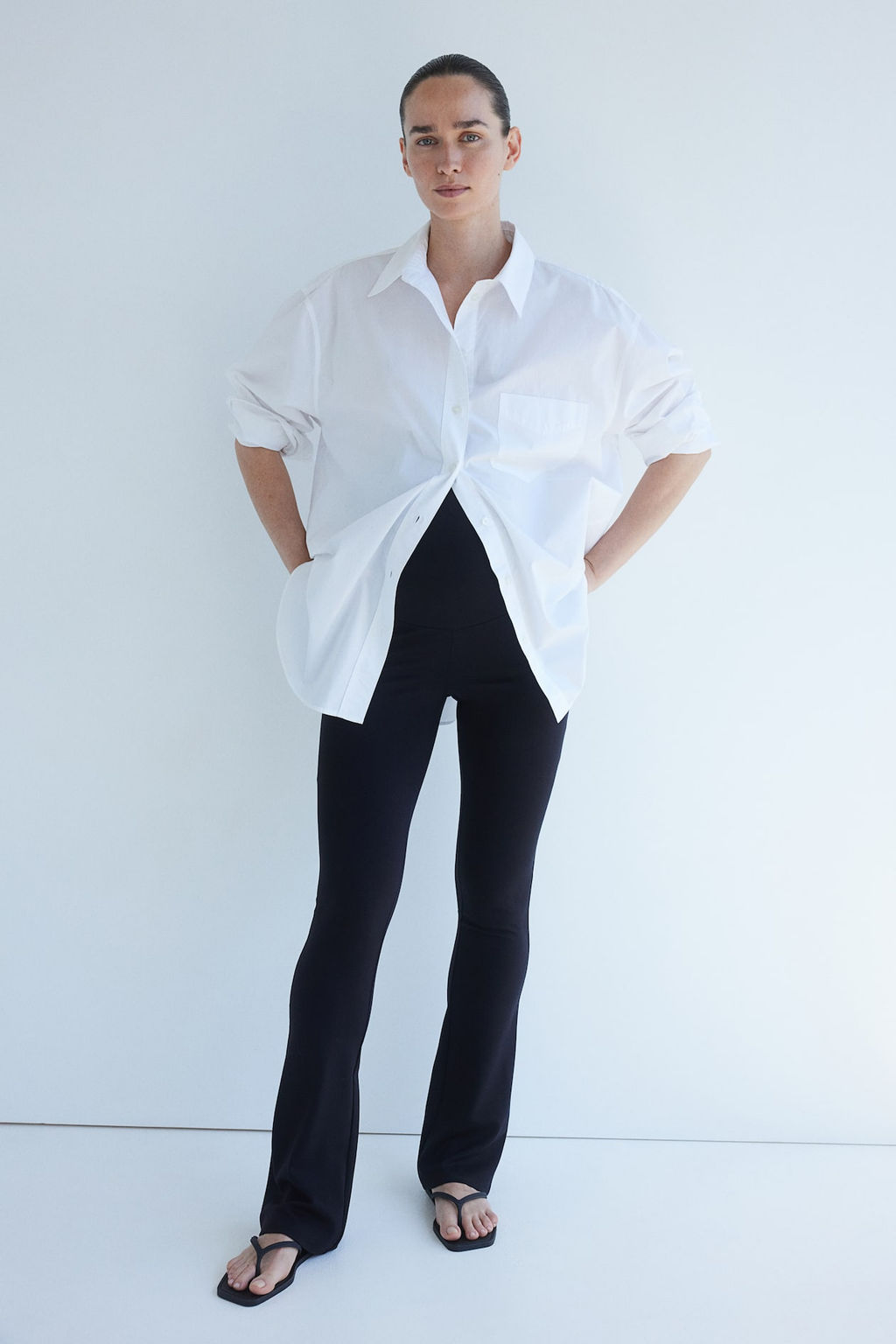 MAMA Pantalon acampanado de punto - H&m фото 3