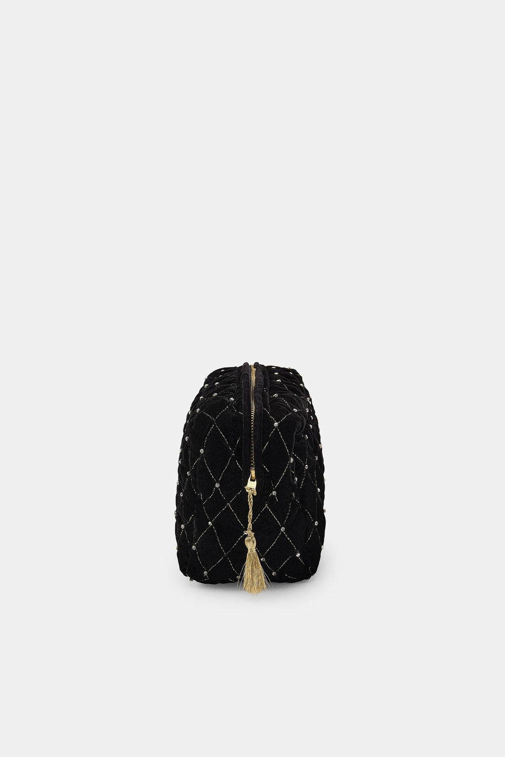 QUILTED VELVET TOILETRY BAG WITH SHIMMER